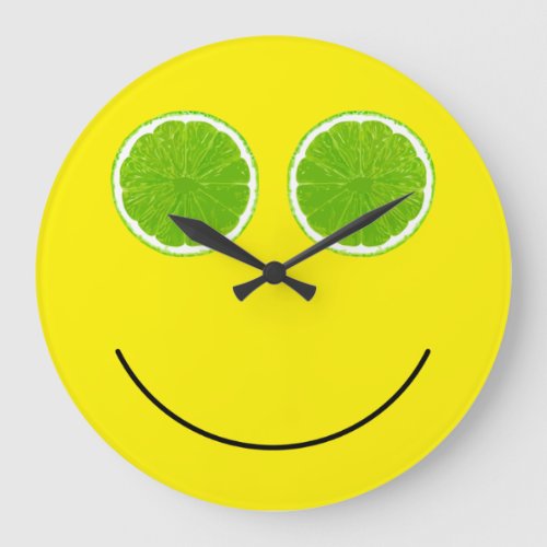 Funny Smile Face Lime Kitchen Wall Clocks