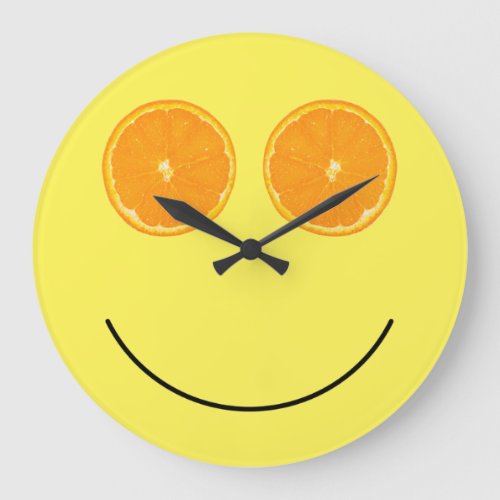 Funny Smile Face Orange Slice Kitchen Wall Clocks