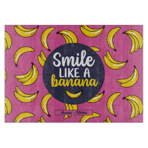 Funny Smile Like A Banana Retro Fruit Pattern Cutting Board