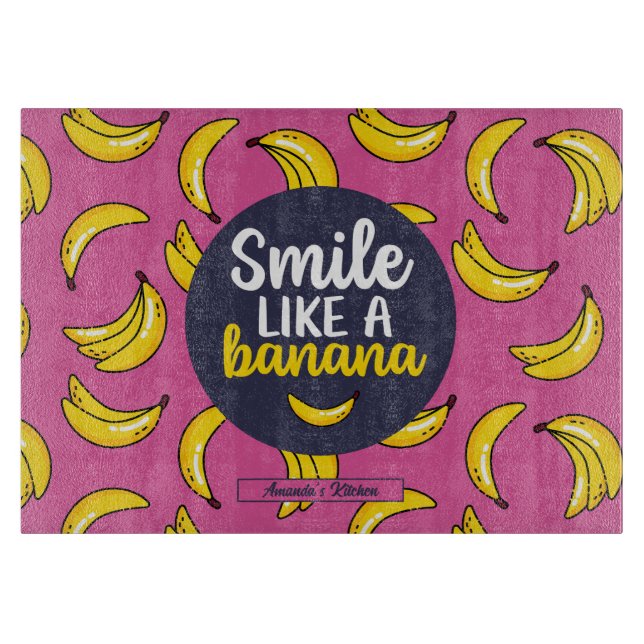 Funny Smile Like A Banana Retro Fruit Pattern Cutting Board (Front)