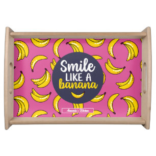 Funny Smile Like A Banana Retro Fruit Pattern Serving Tray