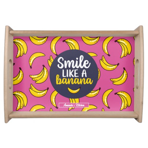 Funny Smile Like A Banana Retro Fruit Pattern Serving Tray