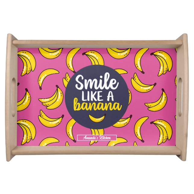 Funny Smile Like A Banana Retro Fruit Pattern Serving Tray (Front)