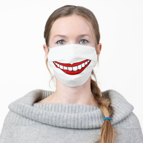 Funny smile red lip grin illustration hilarious adult cloth face mask