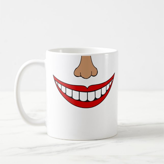 Funny Smile Red Mouth Nose Lips and Teeth Coffee Mug (Left)
