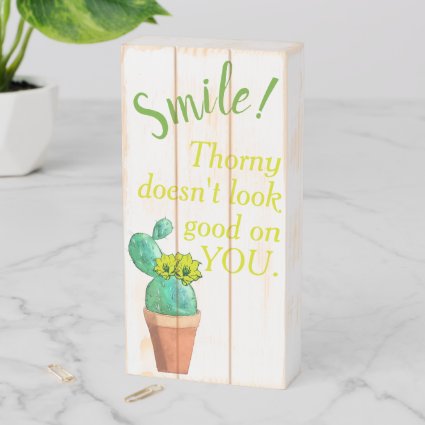 Funny Smile Thorny Yellow Flower Cactus Artwork