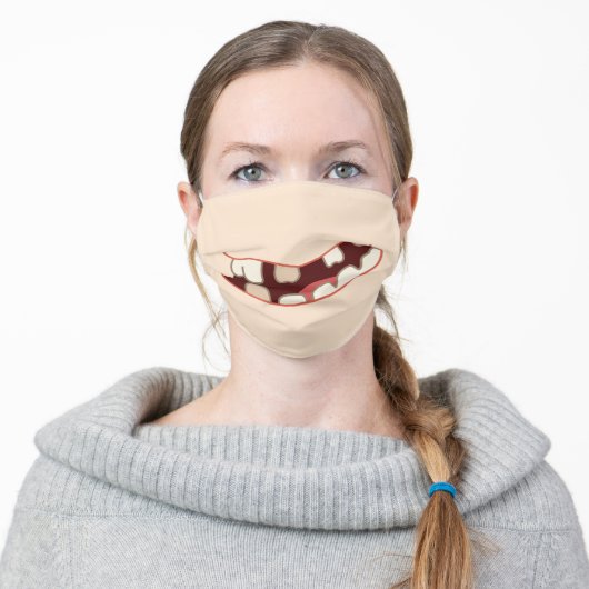 Funny Smile with Toothy Teeth Adult Cloth Face Mask (Worn)