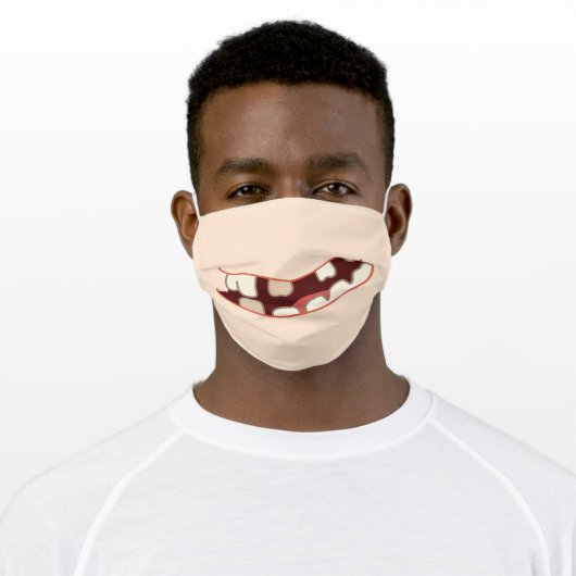 Funny Smile with Toothy Teeth Adult Cloth Face Mask (Worn)