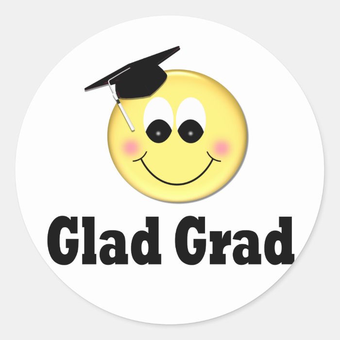 Funny Smiley Face Graduate Round Sticker