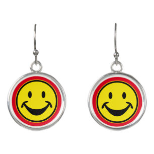 Funny Smiley yellow + your backg. & ideas Earrings