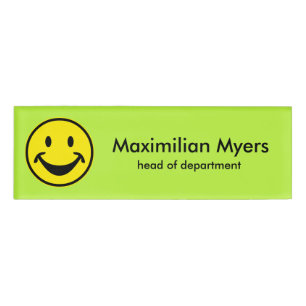 Funny Smiley yellow + your backg. & ideas Name Tag