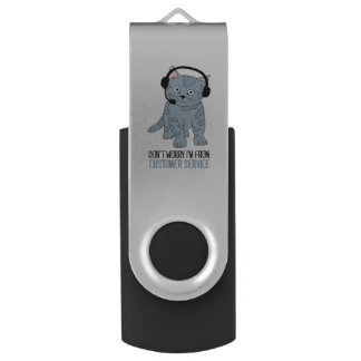 Funny Smiling Cat Customer Support Epic Sarcastic Flash Drive