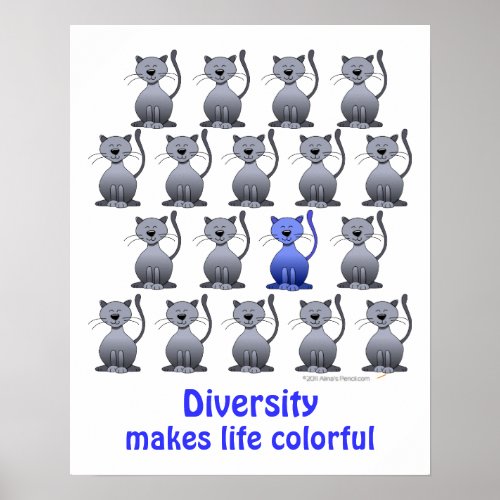 Funny Smiling Cat Diversity School Motivational Poster