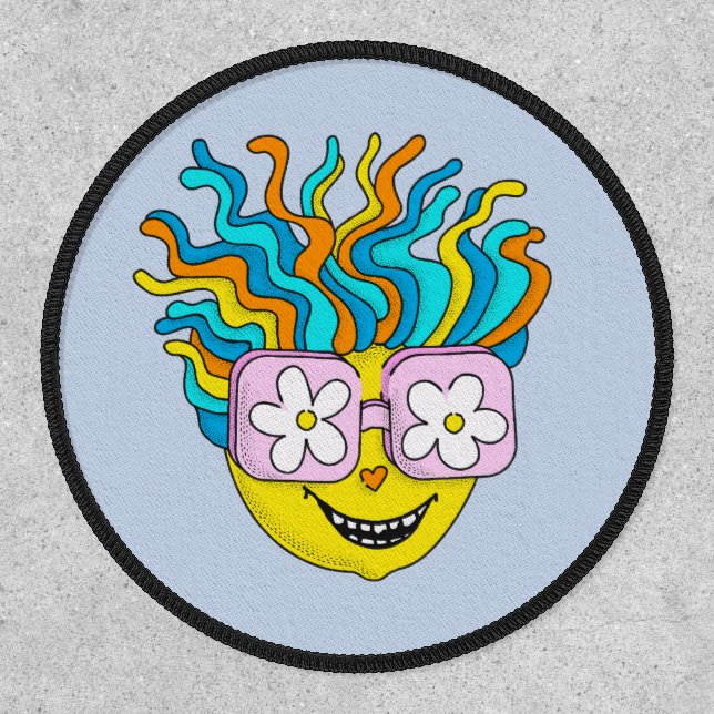 Funny Smiling Character with Pink Glasses Colorful Patch (Front)
