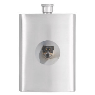 Funny smiling dog flask