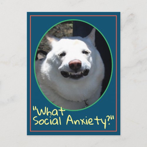 Funny Smiling Dog Shiba Inu What Social Anxiety Postcard