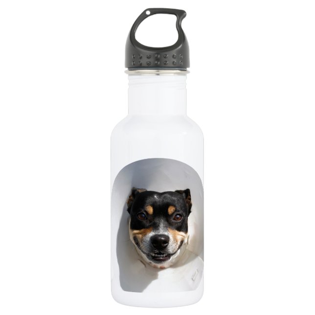 Funny smiling dog stainless steel water bottle (Front)