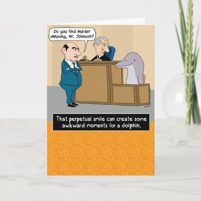 Funny Smiling Dolphin Birthday Card (Front)