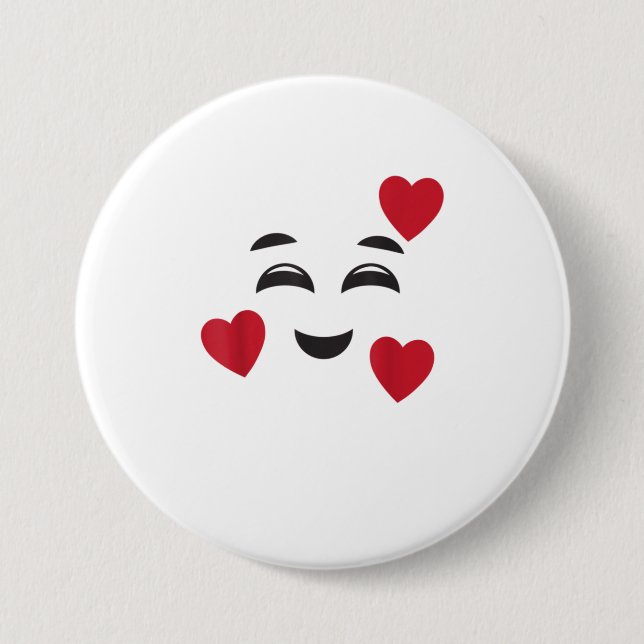 Funny Smiling Emojis Hearts Halloween Love F Button (Front)