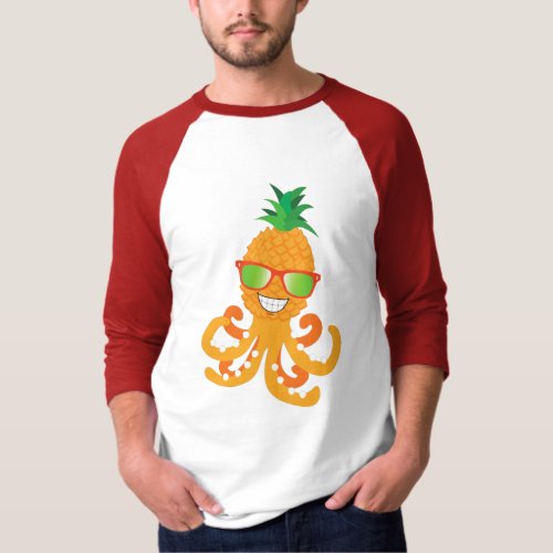 FUNNY SMILING EXOTIC TROPICAL PINEAPPLE OCTOPUS T_Shirt