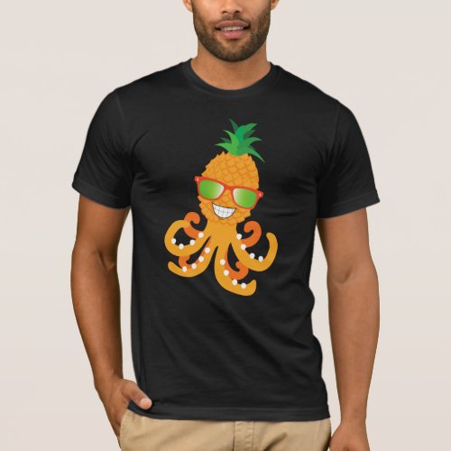 FUNNY SMILING EXOTIC TROPICAL PINEAPPLE OCTOPUS T_Shirt