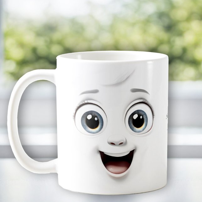 Funny Smiling Face Cute Custom Name Coffee Mug (Funny Smiling Face Cute Custom Name Coffee Mug)