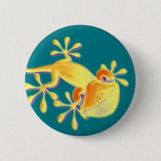 Funny Smiling Gecko + your background & ideas Pinback Button