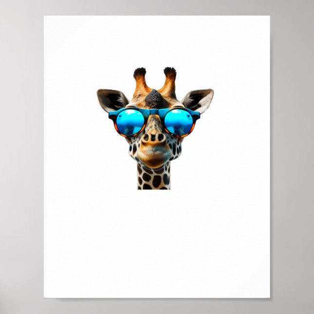 Funny smiling Giraffe with Sunglasses  Poster (Front)