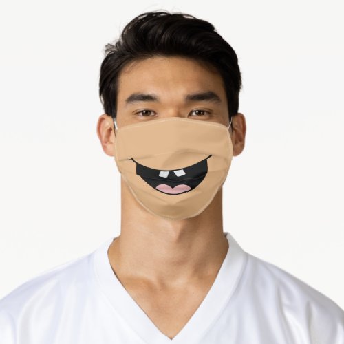 Funny Smiling Happy Face Comic Mouth Skin Colored Adult Cloth Face Mask