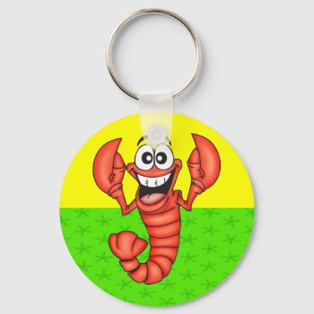 Funny Smiling Lobster Keychain by sagart1952 at Zazzle
