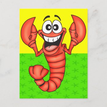 Funny Smiling Lobster Postcard by sagart1952 at Zazzle