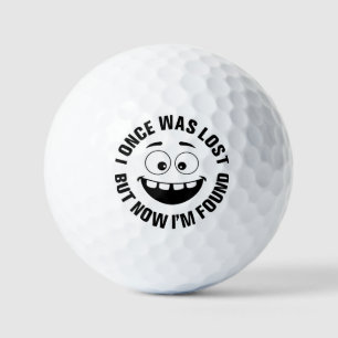 Funny smiling lost golf lover humor golf balls