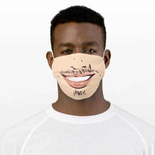Funny Smiling Man Face Illustration Adult Cloth Face Mask