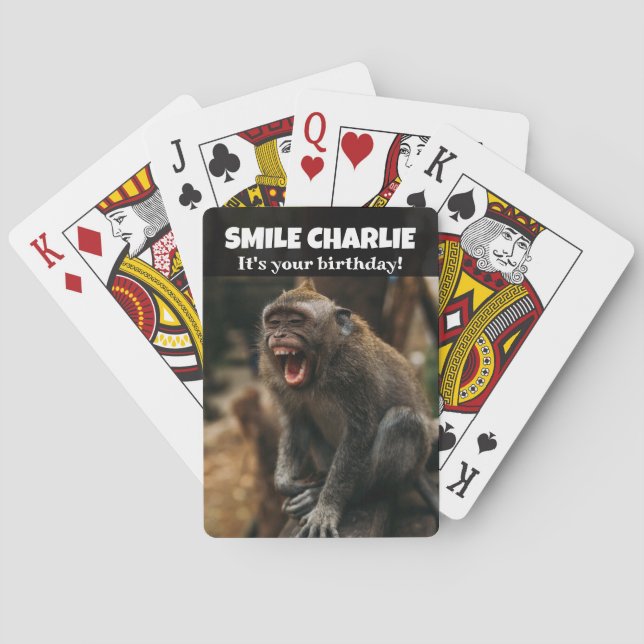 Funny Smiling Monkey  Poker Cards (Back)