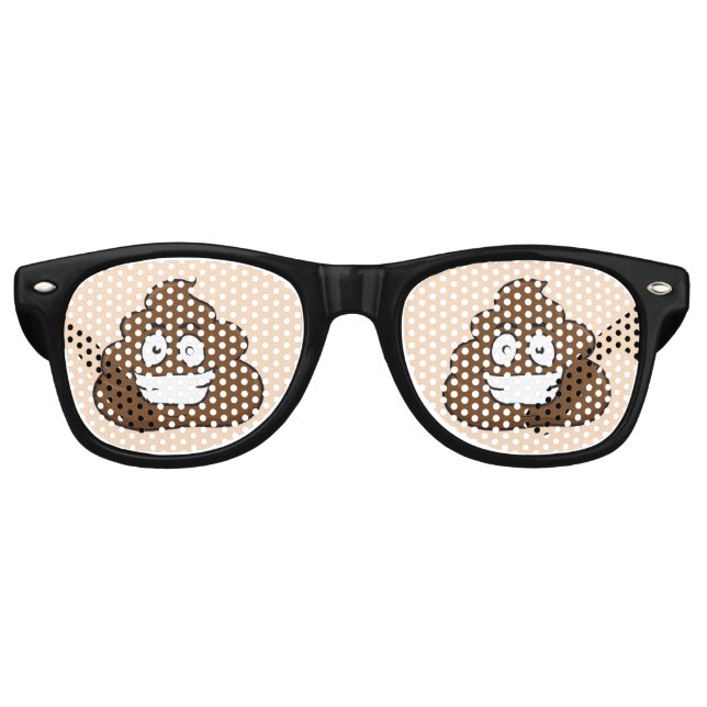 Funny Smiling Poop Emoticon Retro Sunglasses (Front)