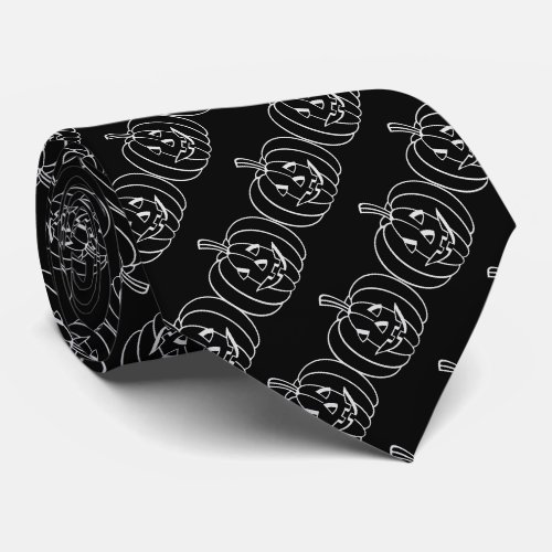 funny smiling pumpkin face halloween tie