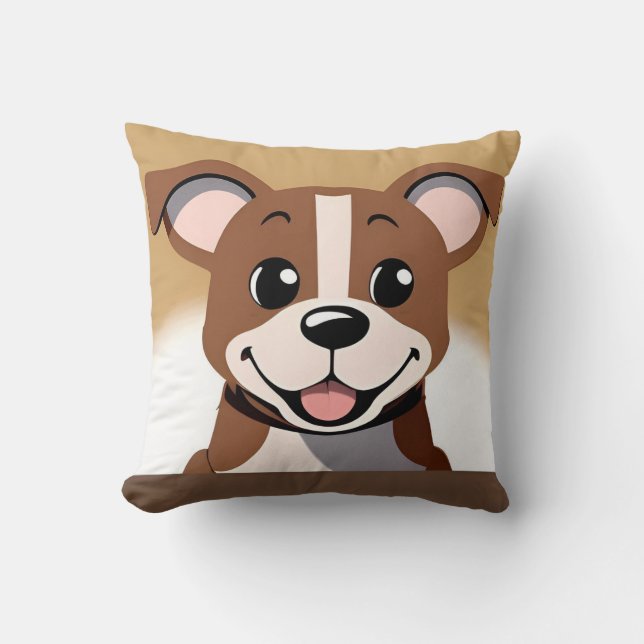 Funny Smiling Puppy for Dog Lovers Throw Pillow (Front)