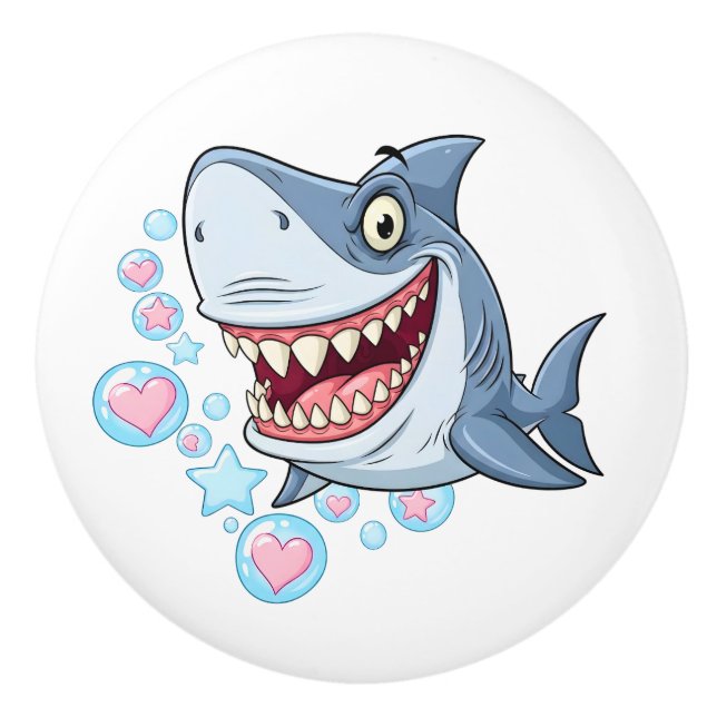 Funny Smiling Shark Ceramic Knob (Front)