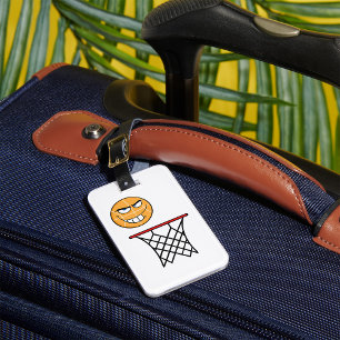 Funny Smirking Basketball Face Dunking Luggage Tag