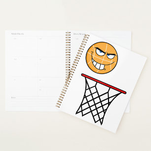 Funny Smirking Basketball Face Dunking Planner