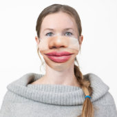 Funny Smirking Woman With Lipstick Adult Face Mask (Worn)
