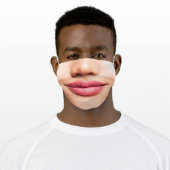 Funny Smirking Woman With Lipstick Adult Face Mask (Worn)
