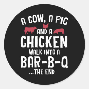 Funny Smoked Meat Steak Grilling Bar Barbecue  Classic Round Sticker