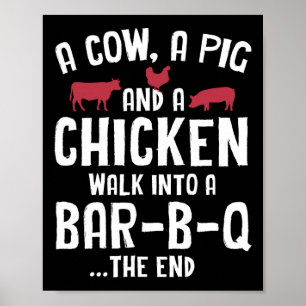 Funny Smoked Meat Steak Grilling Bar Barbecue Poster