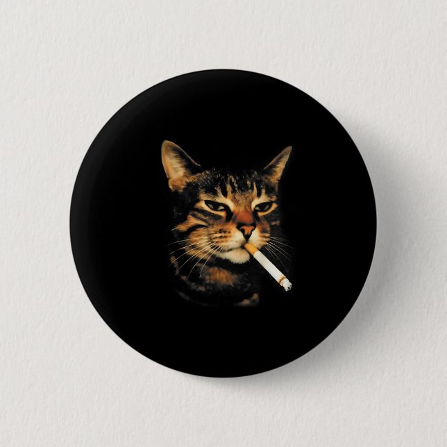 Funny Smoking Cat Cigarette Kitten Meme Stupid Bra Button (Front)