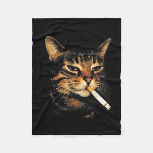 Funny Smoking Cat Cigarette Kitten Meme Stupid Bra Fleece Blanket (Front)