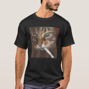 Funny Smoking Cat Cigarette Kitty Gen Z Meme Cat L T-Shirt