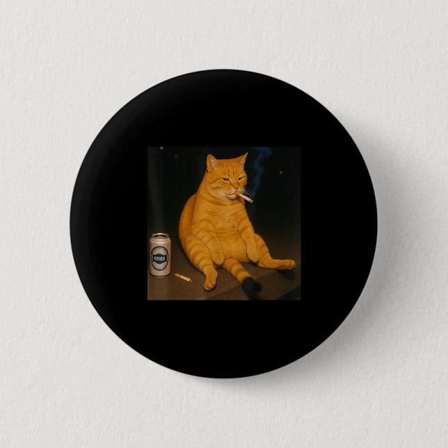 Funny Smoking Cat Meme  Button (Front)