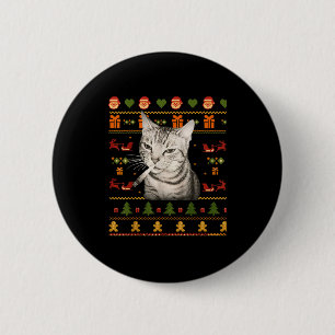 Funny Smoking Cat Meme Christmas Ugly Sweaters For Button