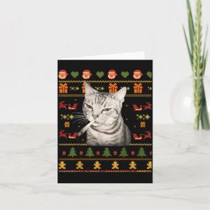 Funny Smoking Cat Meme Christmas Ugly Sweaters For Card